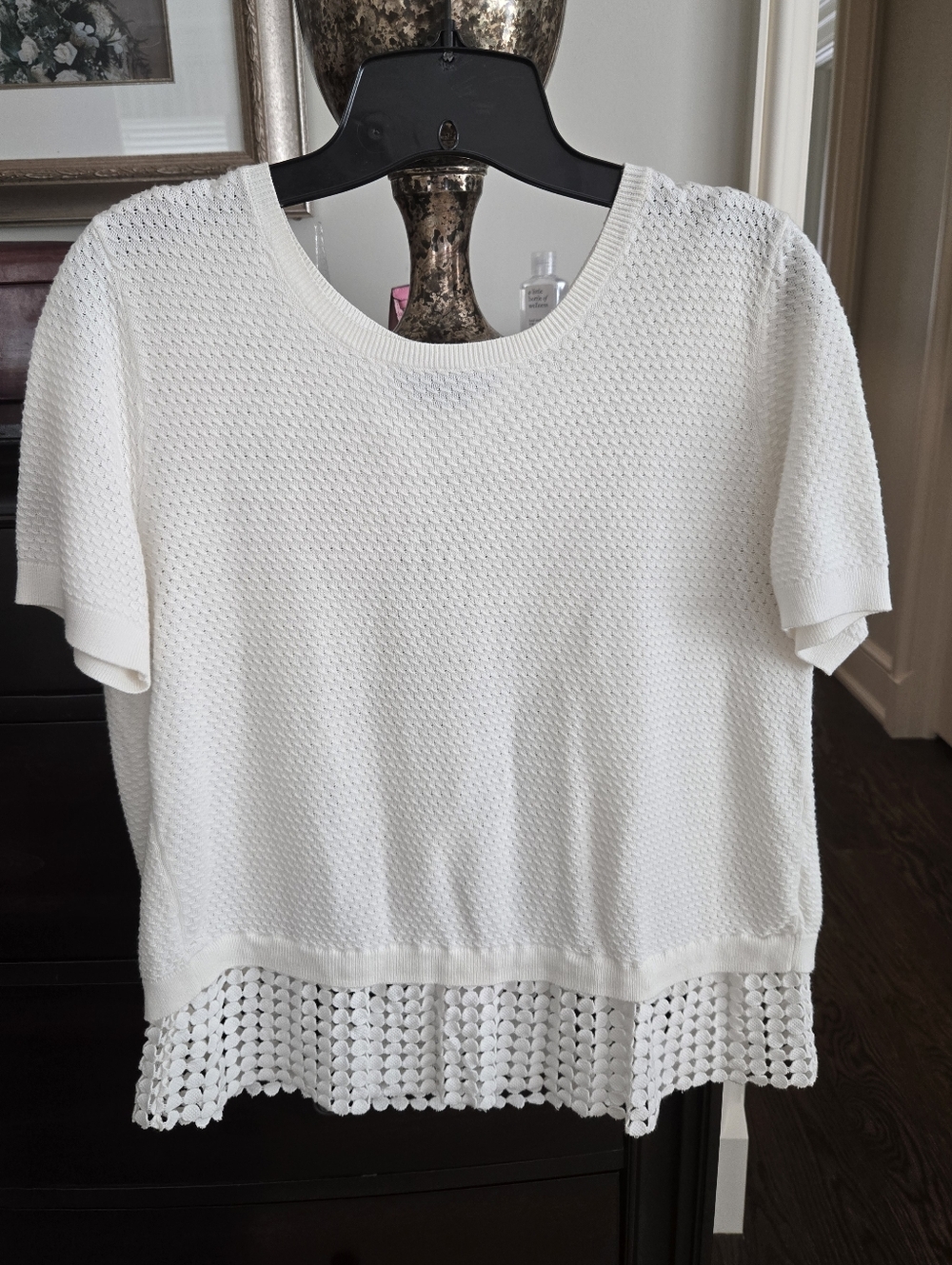 Sachin Babi Crochet Knit Top, Sz L, Cream